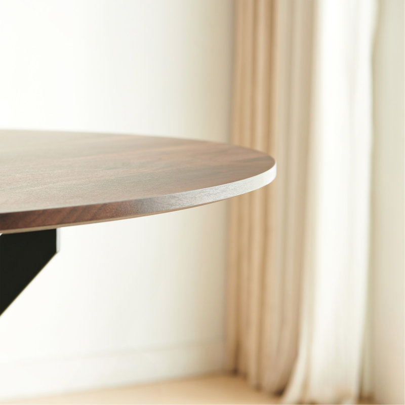 Table de salle à manger de 42,1 po avec plateau en bois aggloméré noir et bois de style Mid-Century | Pour 4 à 6 personnes