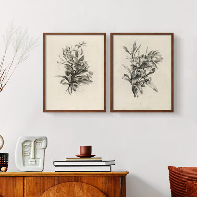 «Vintage Floral LXIX», impression giclée sur cadre - ensemble de 2