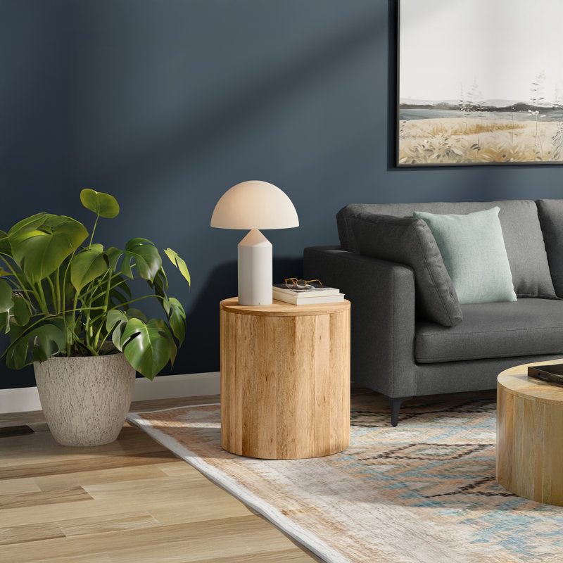 Millbury 20"W Solid Mango Wood Contemporary Round End Table, Natural