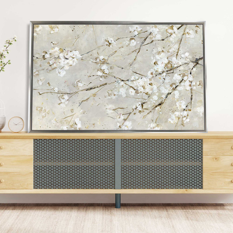 Confettis en fleurs - Peinture, L 51,5 po x H 31,5 po, Encadrement argenté