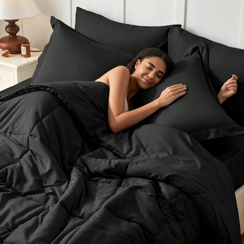 Ensemble de literie 7 pièces, couette ultra-douce en duvet synthétique avec draps, taies d'oreiller et couvre-lits