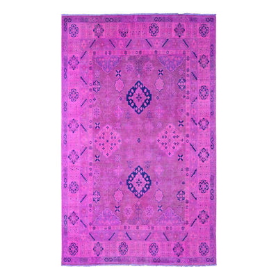 Tapis oriental noué à la main 100% laine noué à la main 8 pi x 9 pi 7 po rose chaud 8 pi x 9 pi 7 po