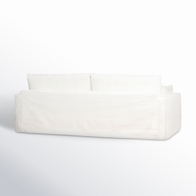 Luna 90'' Slipcovered Sofa, Zuma White Textured Linen