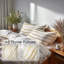 Ensemble de literie à rayures 5 pièces - Ensemble de housse de couette et de coussins brun et blanc Boho-124288221