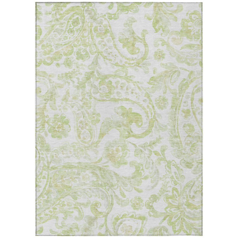 Tapis extérieur lavable à motif cachemire 3 pi x 5 pi ivoire