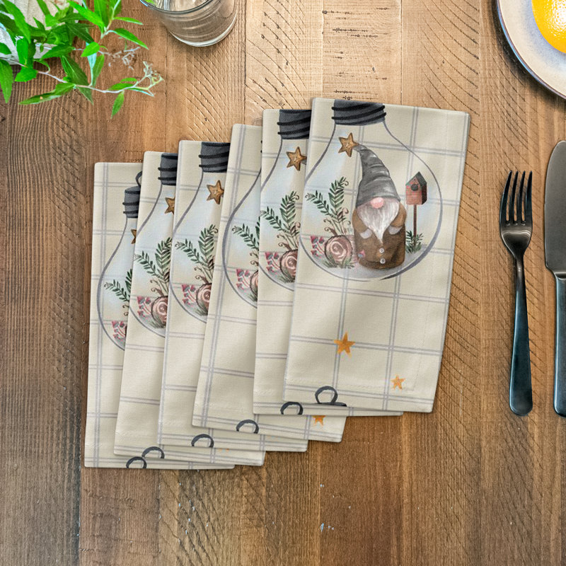 Serviette en coton 10 po Dreavyn, Crème / gris