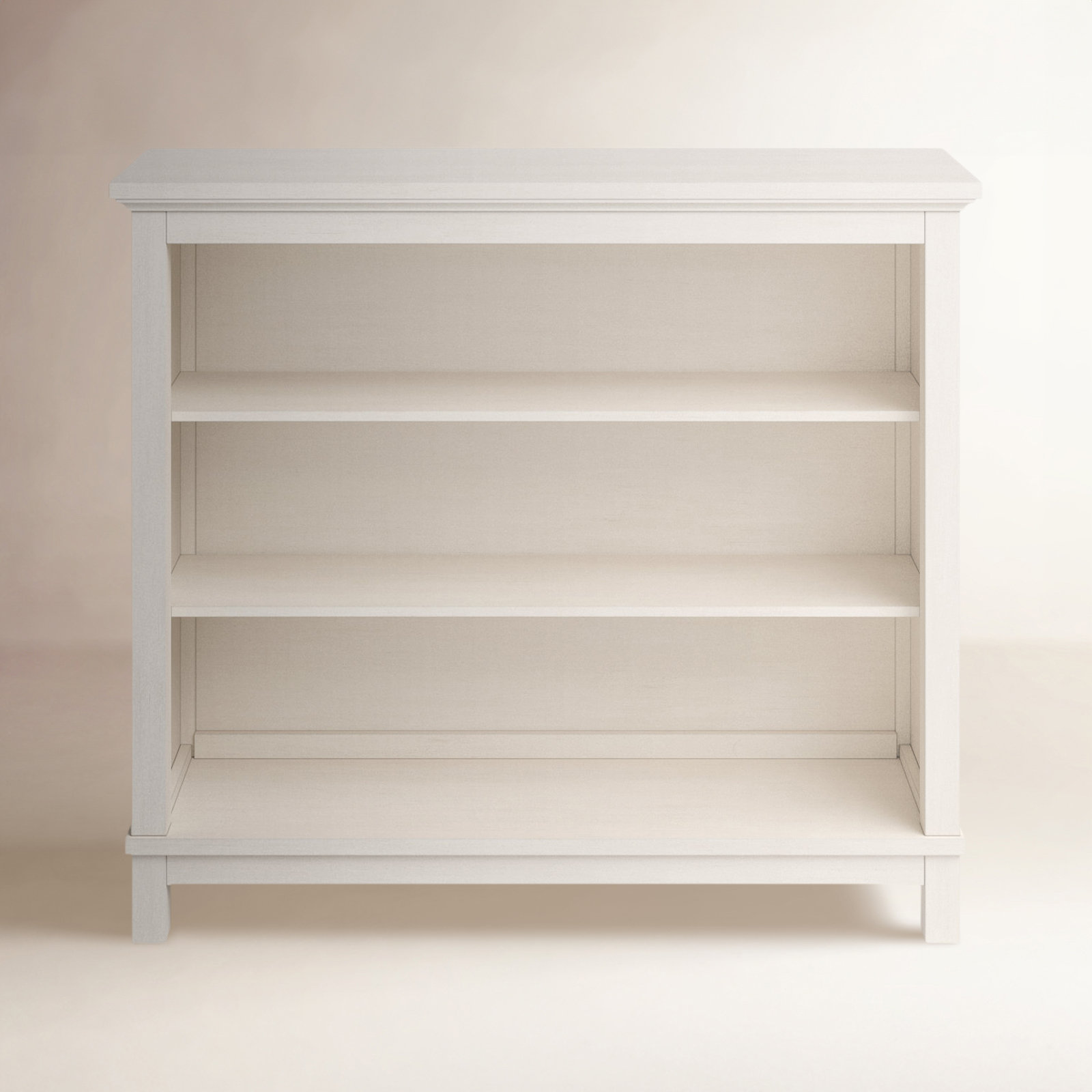 Aceline Wide Bookcase, White Dove