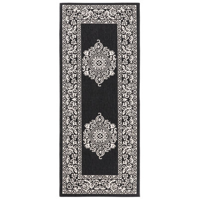Magnifique tapis intérieur / extérieur noir Ramos