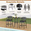 3-piece Patio Rattan Bar Set Wicker Bar Height Armchairs & Round Table 