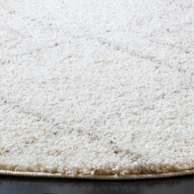 Develin Performance Geometric Rug, Round 6'7", Ivory/Beige