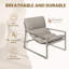 Modern Accent Chair with Ottoman, Textilene Fabric Lounge Chair with Metal Frame, Mid-Century Armchair with Footrest for Living Room, Bedroom, Office