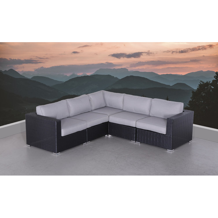 Ana Fully Assembled 94" Wicker Outdoor Patio Sectional with Olefin® Cushions