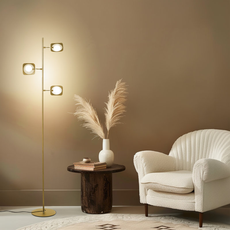 Antique Brass Energy Star 60" Adjustable 3-Head LED Floor Lamp