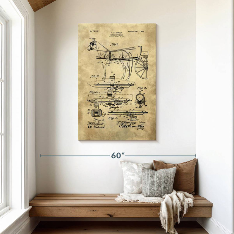 Horse Detacher Blueprint Industrial Farmhouse, H 45 po x l 30 po