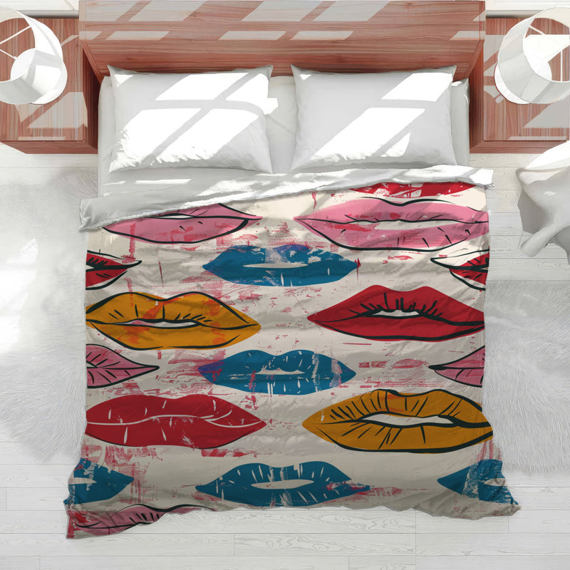 Housse de couette rouge à lèvres Boho, Housse de couette pour lit simple