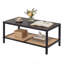 Table basse rectangulaire à 2 niveaux avec structure centrale en bois d'hévéa noir-1921743609