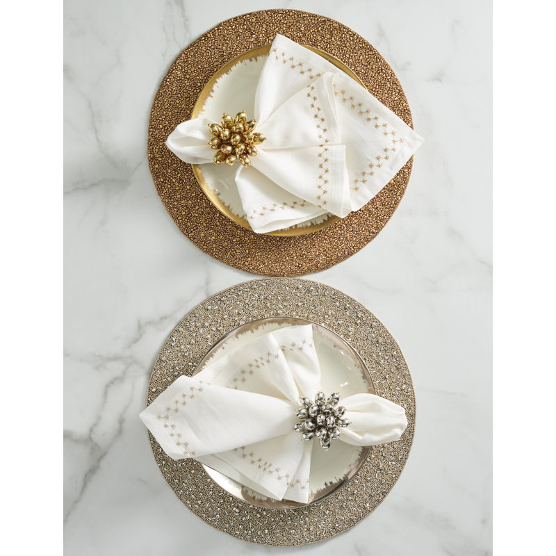 Starry Night Napkin, White/Gold