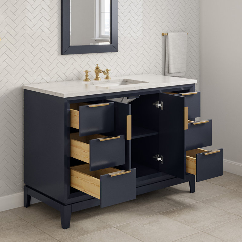 Venito Belmar 48'' Single Bathroom Vanity, Monarch Blue, Gold 