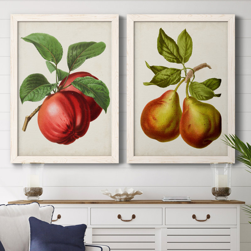 Antique Fruit X - ensemble de 2 reproductions d'art sur toile, Toile blanche encadrée, H 37,5 po x l 55 po x P 1,5 po