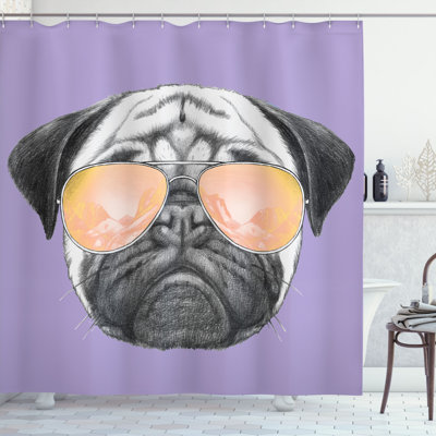 Pug Shower Curtain Set + Hooks -  Ambesonne, sc_332577