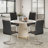 Set of Modern Faux Leather Cantilever Dining Chairs with Vertical Stitching and Metal Base-129682602-129682607-122268357
