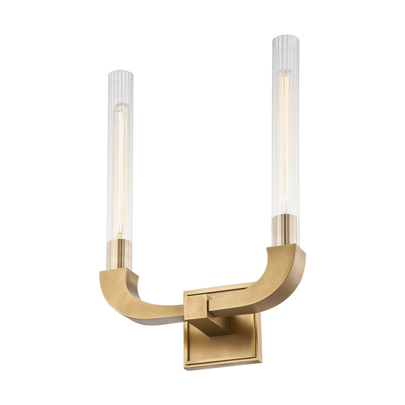 Flute Steel Candle Wall Light, Vintage Brass