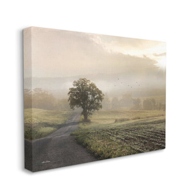 " Foggy Misty Morning Lone Tree Farmland Field " by Lori Deiter