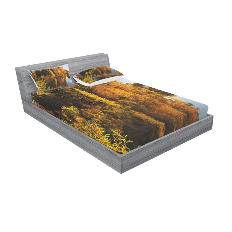 Ensemble de draps Lake at Sunset Rays, Ensemble de drap pour grand lit avec drap-housse