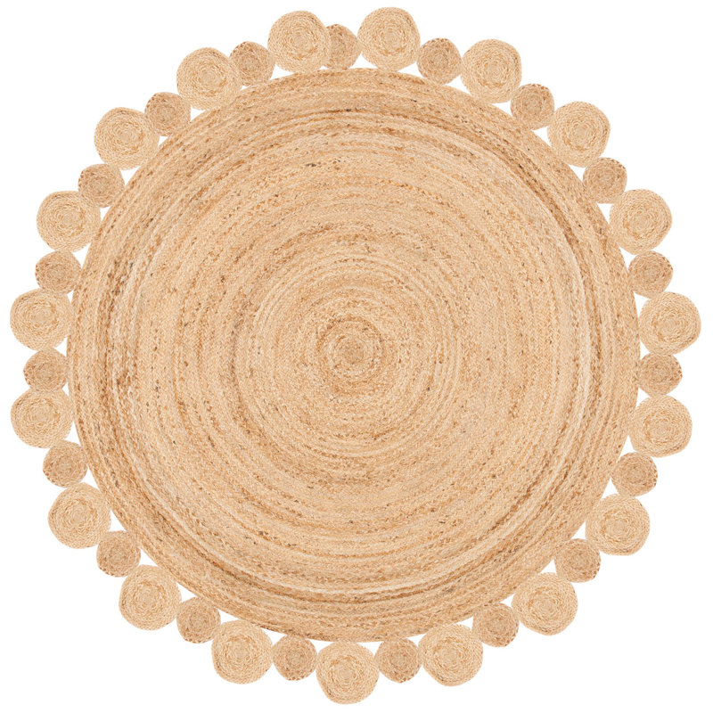 Casavant Natural Fiber Flat Weave Jute Solid Color Rug, Round 7'