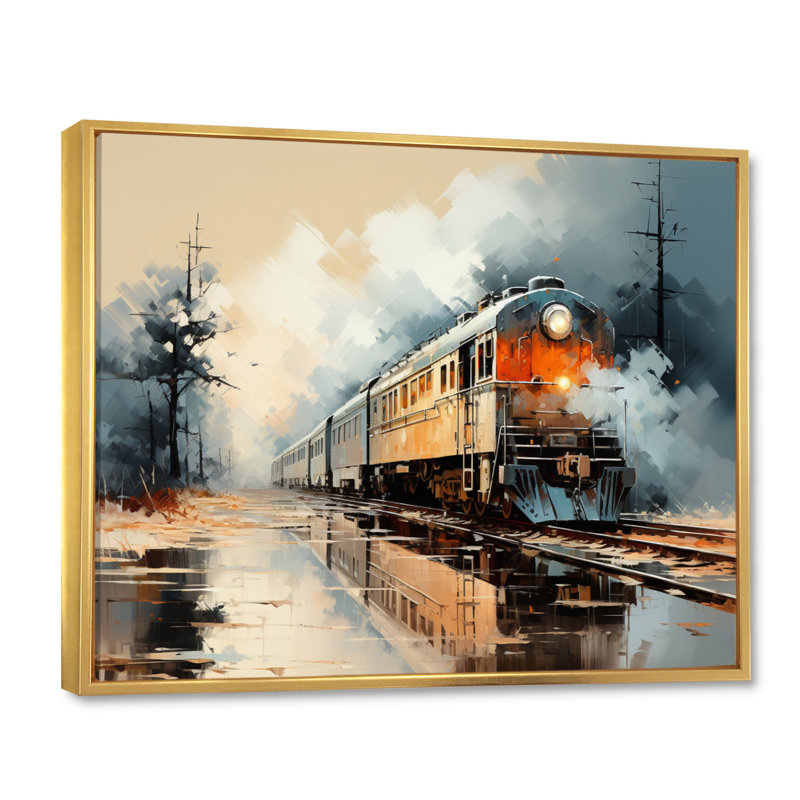 «Abstract Train Sublime Landscape III», reproduction sur toile, H 34 po x l 44 po x P 1,5 po, Cadre flottant doré