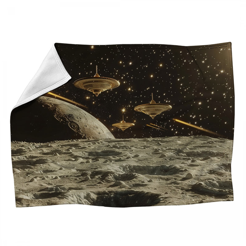 Spacecraft Invasion Science Machine Printed Throw Blanket, 60" x 80"