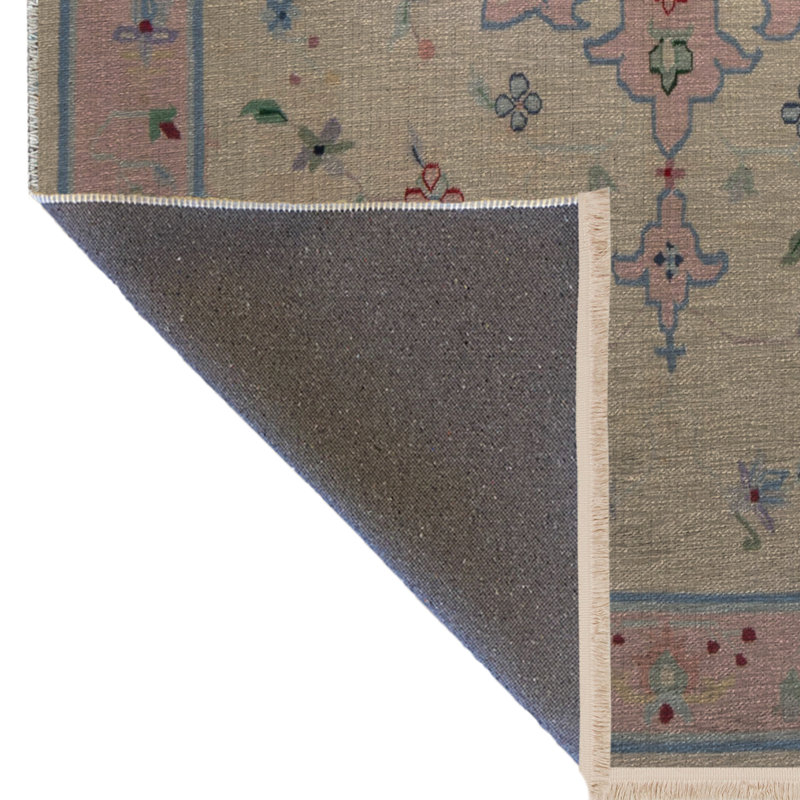 Powder Beige Themed Motif Ethnic Floral Patterned Creative Vintage Decorative Carpet, Rectangle 5 pi 2 po x 7 pi 11 po