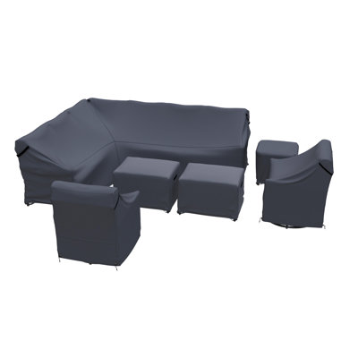 Corringham All-Weather Wicker Modular Patio Conversation Set Cover With Cushions