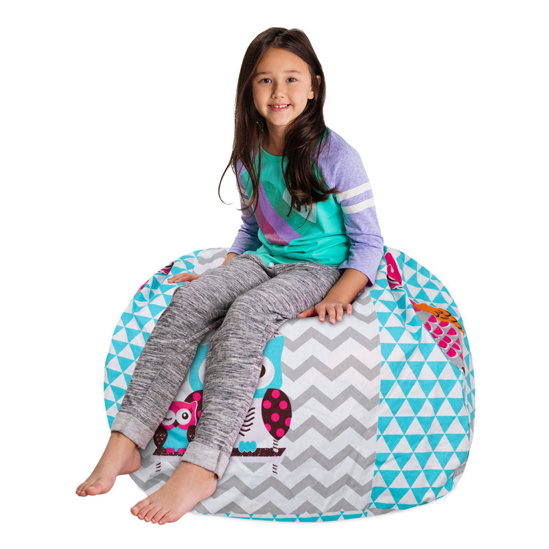 Housse pour fauteuil à billes Kids, Grand - 38 po, Toile - hiboux blancs et bleus