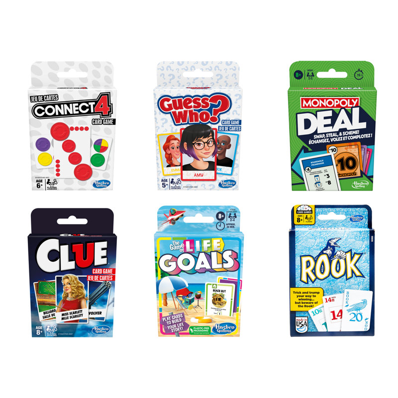 Ensemble de jeux de cartes: offre de monopole, rafraîchissement, jeu de cartes Rook, Life, Clue, Guess Who et Connect 4