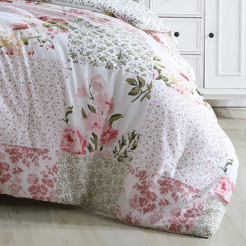 Ensemble d'édredon réversible en coton Keighley , Très grand édredon, 4 taies décoratives et 2 co