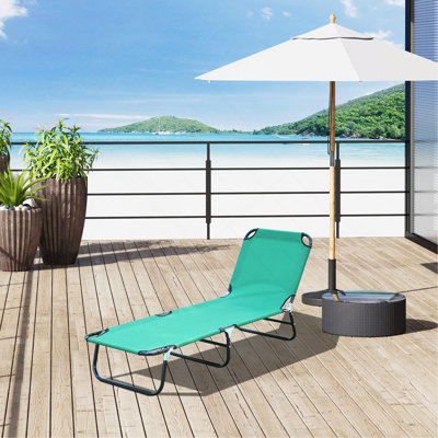 Chaise longue pliante pour l'extérieur, fauteuil de bronzage inclinable à 5 niveaux avec tissu Oxford robuste pour la plage, la cour, le patio, la piscine, vert