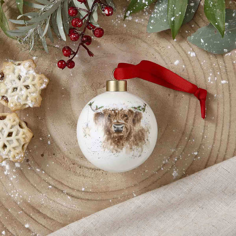 Wrendale Designs 9cm Bone China, Ribbon, Metal Animals Bauble
