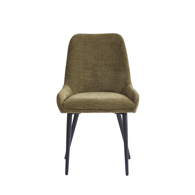Cheney 49cm H Polyester Blend Upholstered Metal Full Back Side Chair, Green