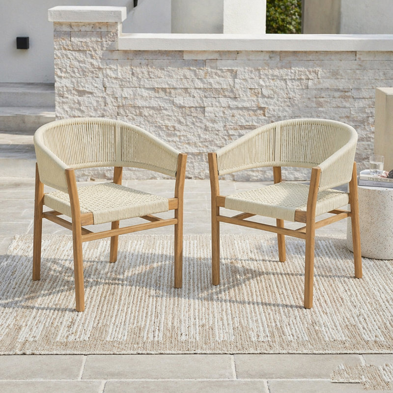 Ensemble de chaises d'extérieur en rotin tissé, Beige
