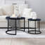 Paire de tables basses gigognes avec finition noire classique, style industriel moderne, panneau de fibres à densité moyenne et métal