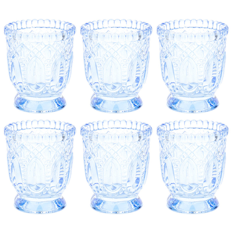 3'' H Glass Tabletop Votive Holder, Dusty Blue