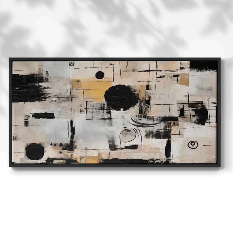 Série abstraite-CDIV- Toile tendue avec châssis tendue, prête à être accrochée, Noir, H 21 po x l 41 po
