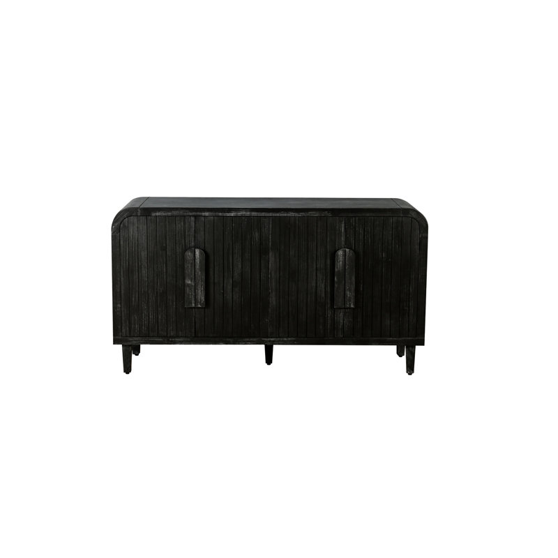 Buffet de rangement 59 pouces Farmhouse Vintage Curved, Noir antique