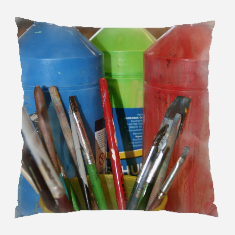 Housse et insert de coussin d'extérieur carré Pranay Paint, Microsuède, Intérieur