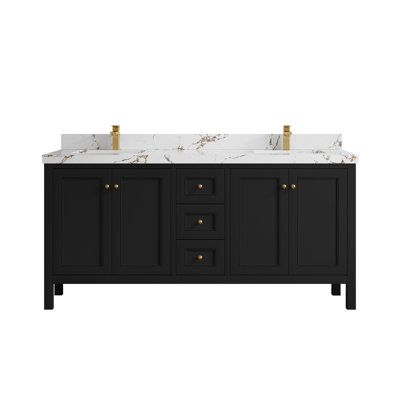 Nashville X P 22 po D Meuble-lavabo double avec 2 po Quartz brun Viola