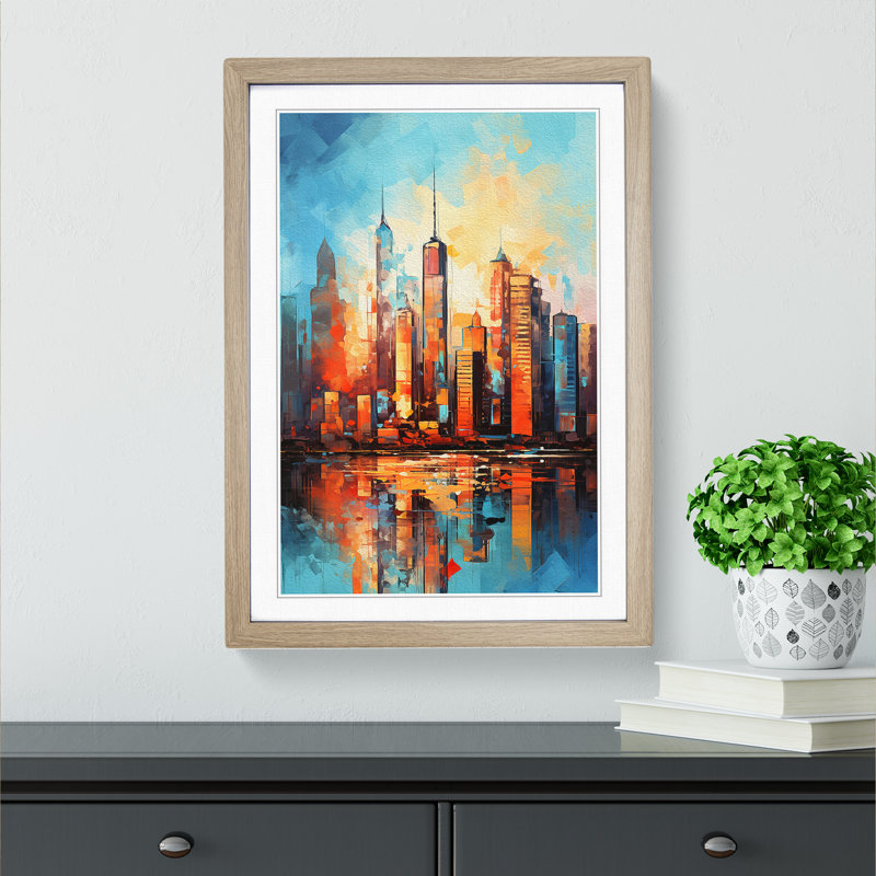 Skyline Gestural No.2 - Framed Print, Oak Framed, 34cm H x 25cm W