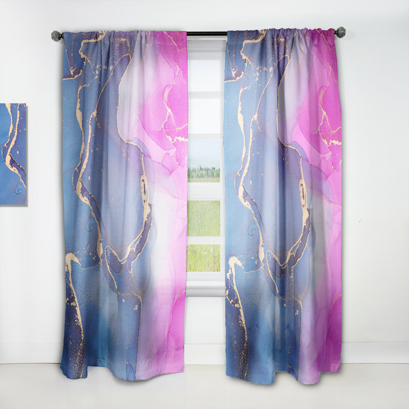 Paire de rideaux semi-transparents avec passe-tringle Abstract, L 52 po x L 108 po