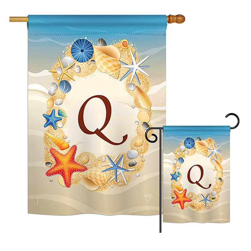 Ensemble de drapeaux verticaux en polyester à 2 côtés Renteria Summer G Initiales Impressions, Q