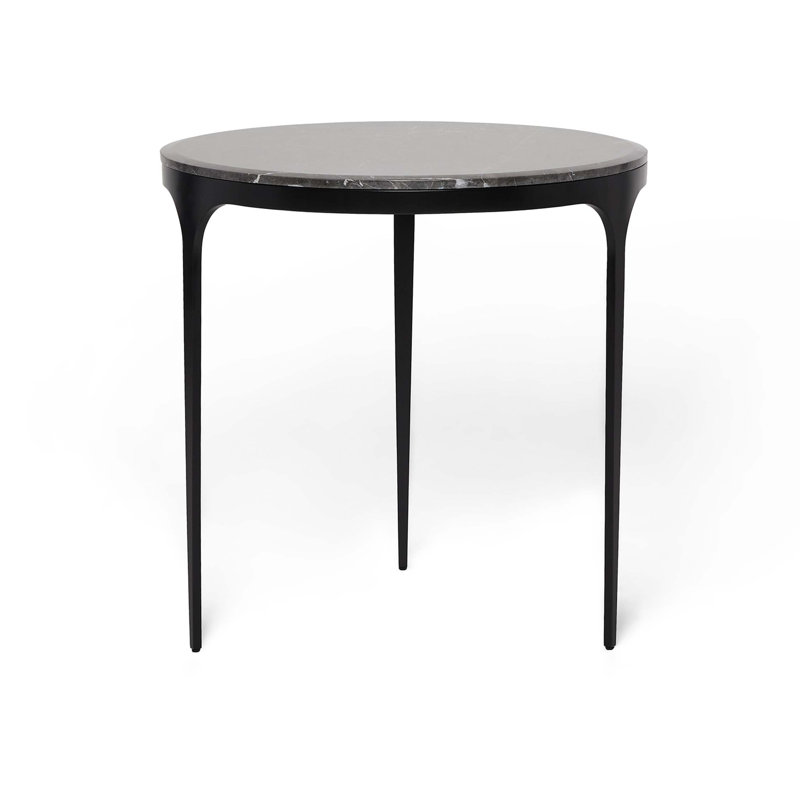 Camilla Marble End Table, Terra Brown, 26" H x 26" W x 26" D, Antique Bronze